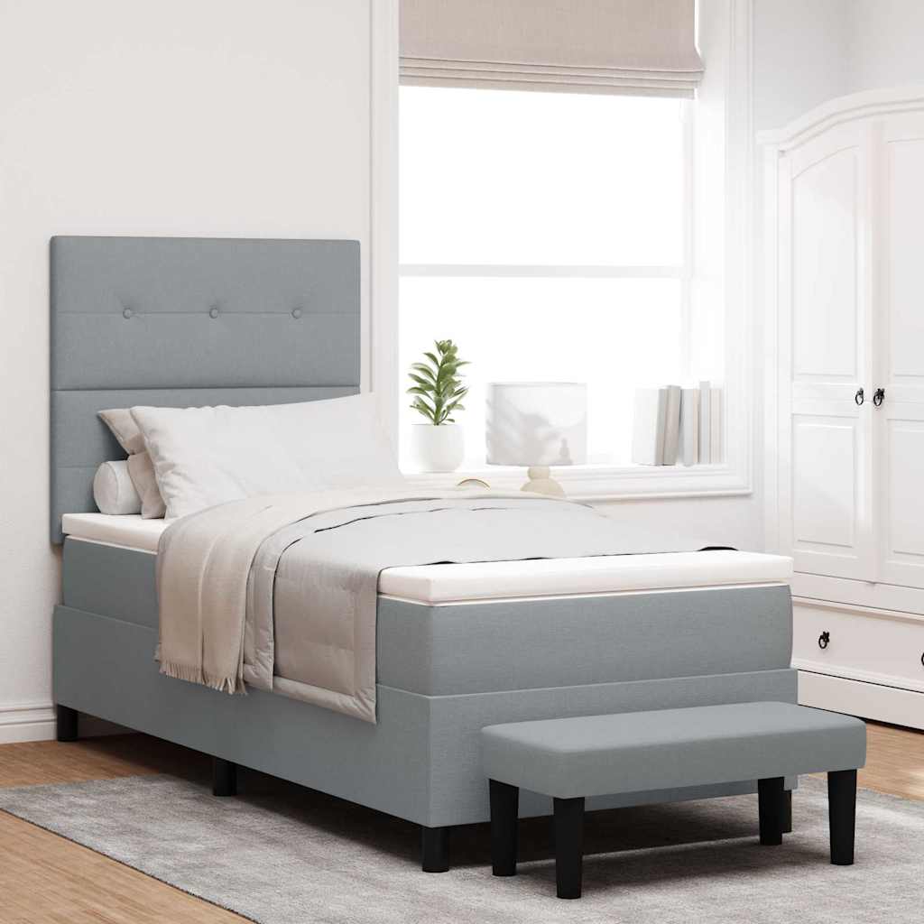 Boxspringbett mit Kopfteil Hellgrau 100 x 200 cm Stoff