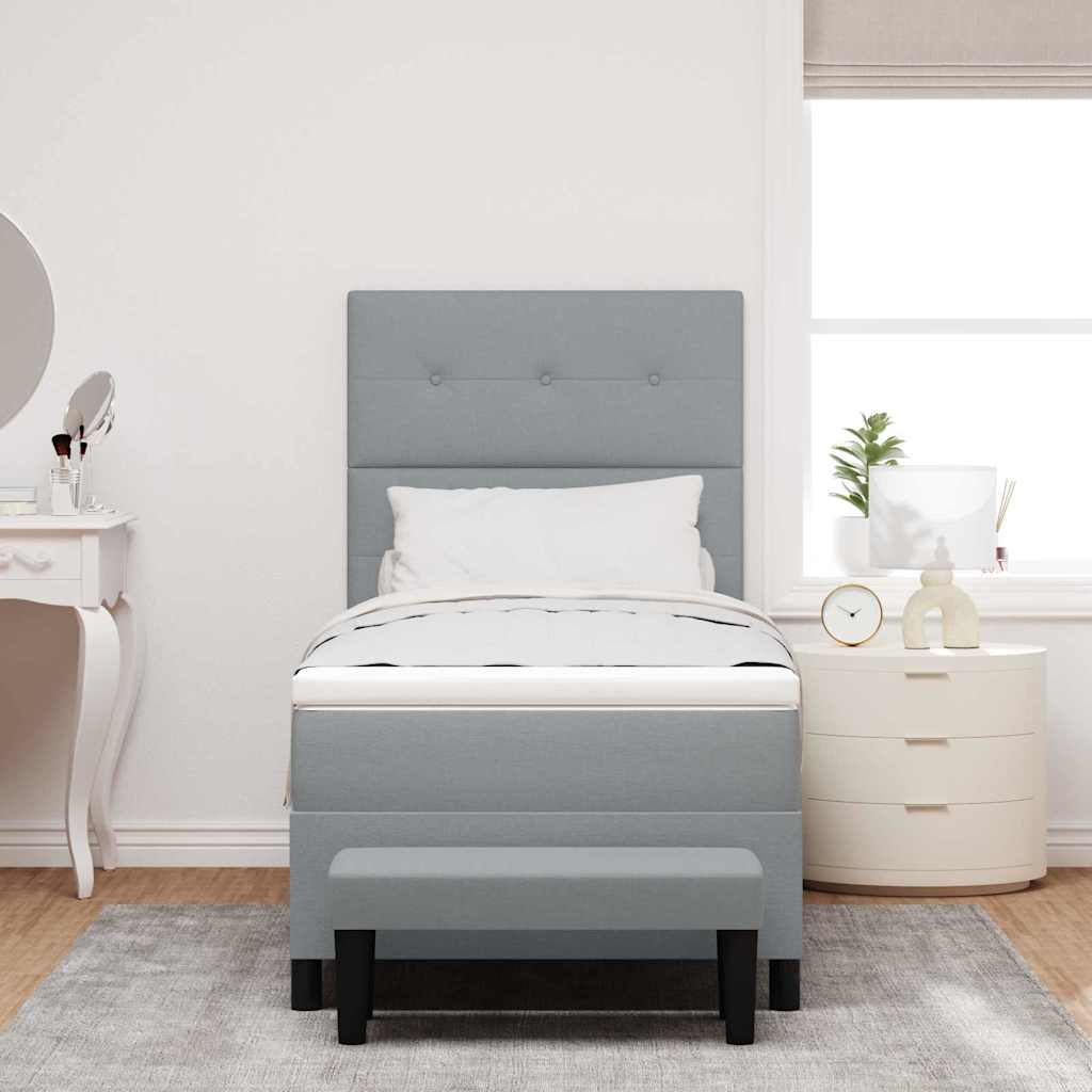 Boxspringbett mit Kopfteil Hellgrau 100 x 200 cm Stoff