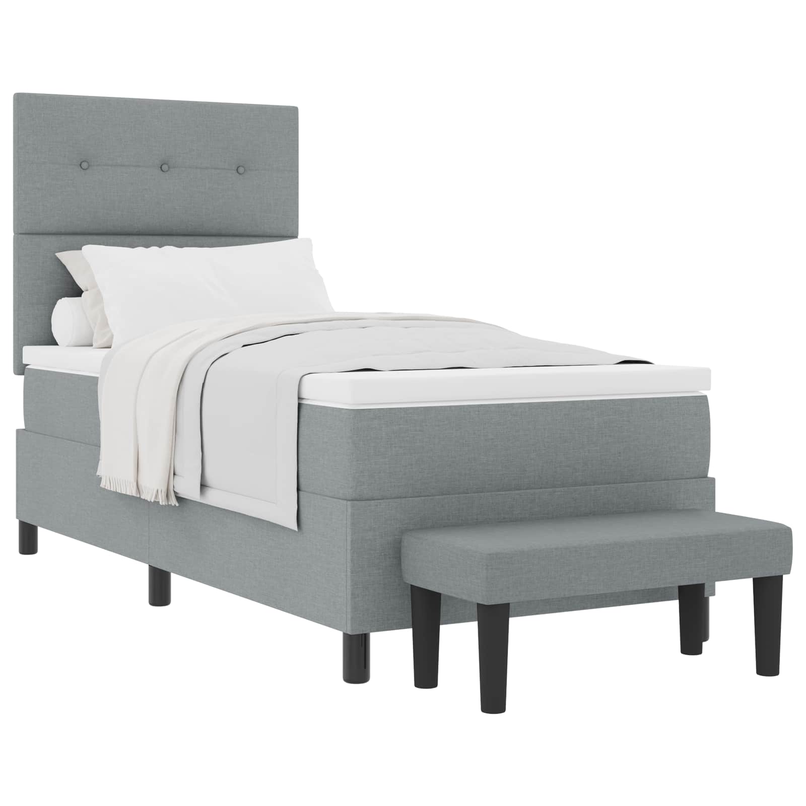 Boxspringbett mit Kopfteil Hellgrau 100 x 200 cm Stoff