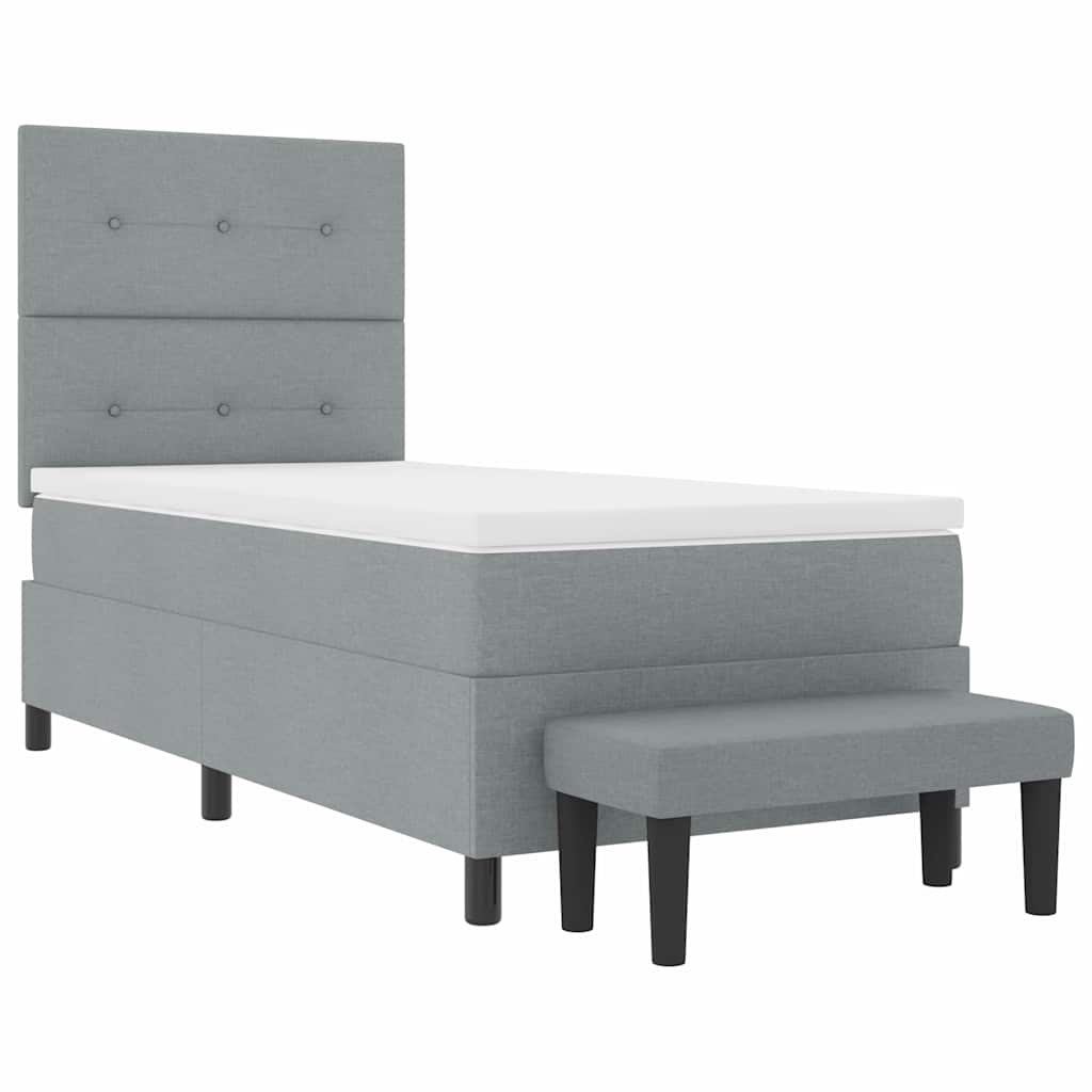 Boxspringbett mit Kopfteil Hellgrau 100 x 200 cm Stoff