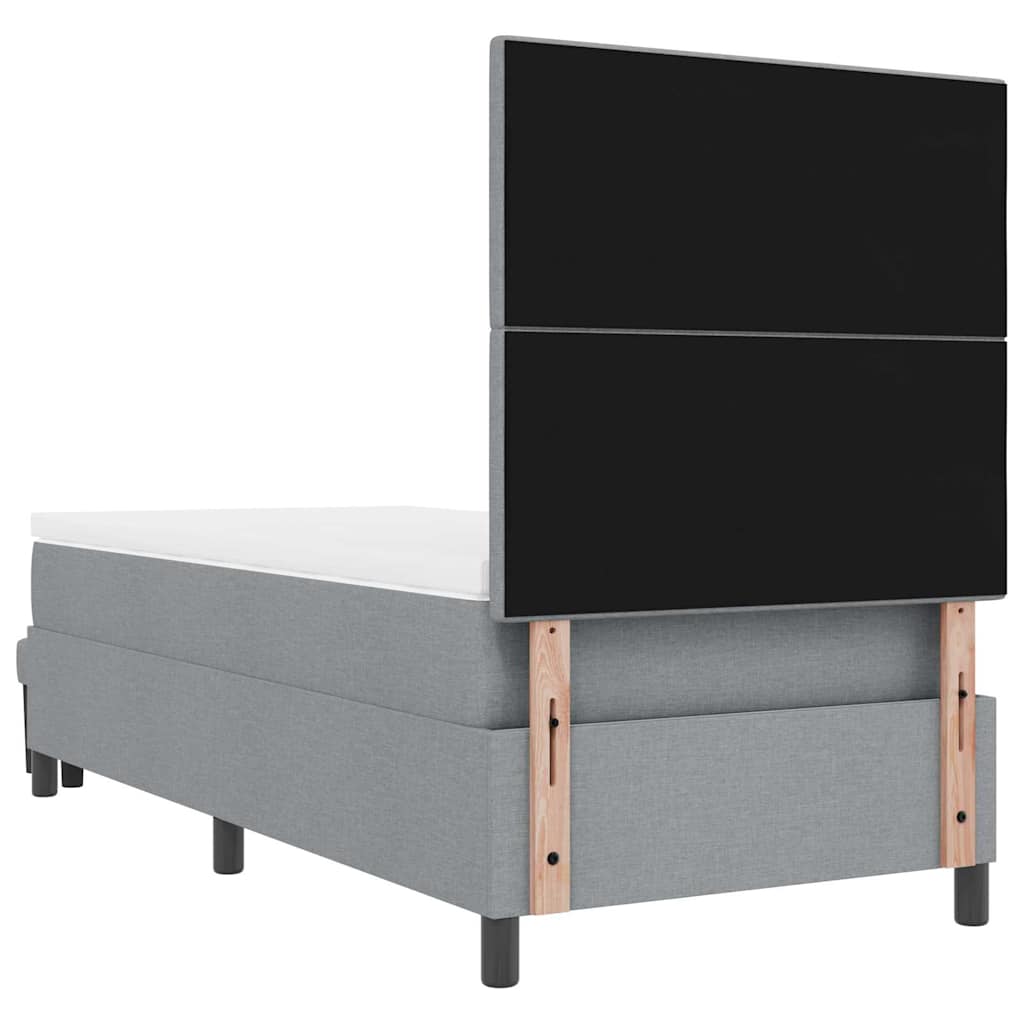 Boxspringbett mit Kopfteil Hellgrau 100 x 200 cm Stoff