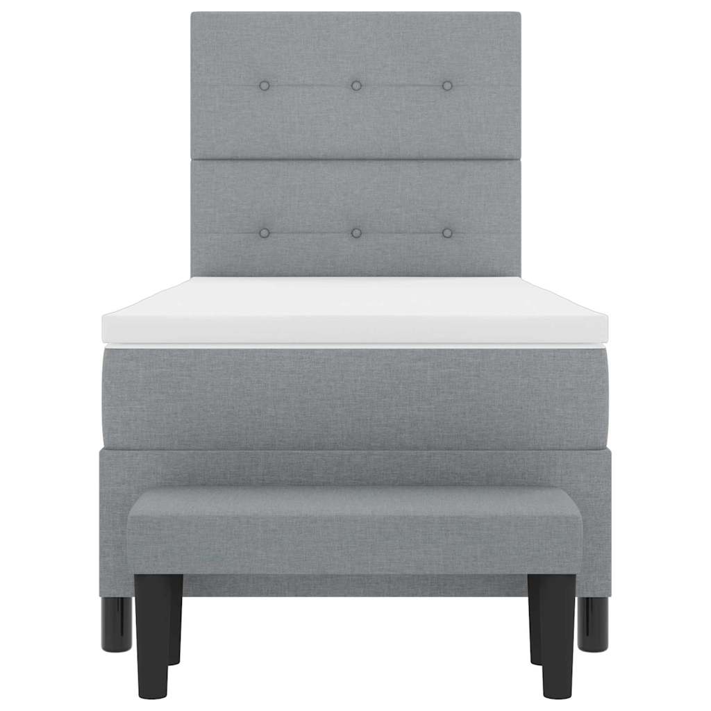 Boxspringbett mit Kopfteil Hellgrau 100 x 200 cm Stoff