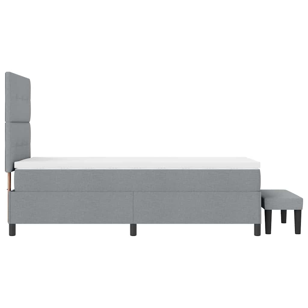 Boxspringbett mit Kopfteil Hellgrau 100 x 200 cm Stoff
