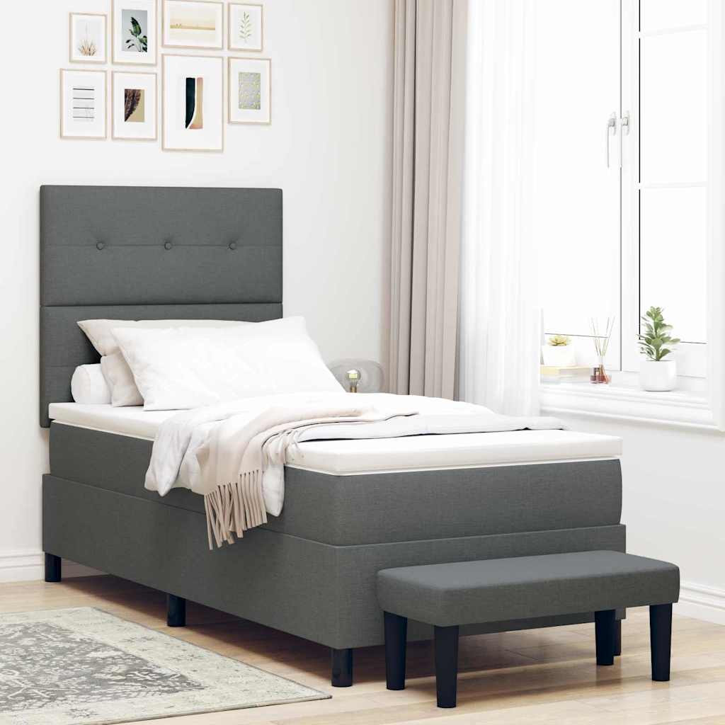 Boxspringbett mit Kopfteil Dunkelgrau 100 x 200 cm Stoff