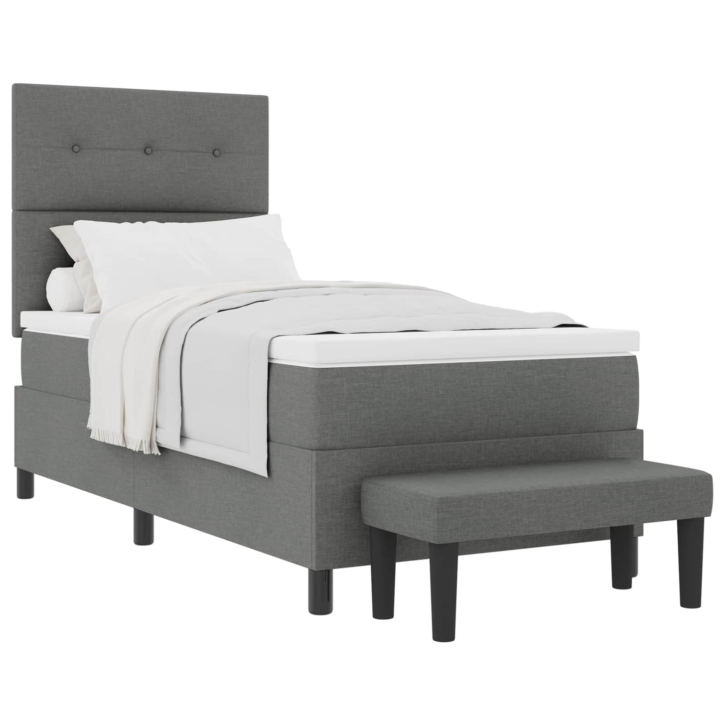 Boxspringbett mit Kopfteil Dunkelgrau 100 x 200 cm Stoff
