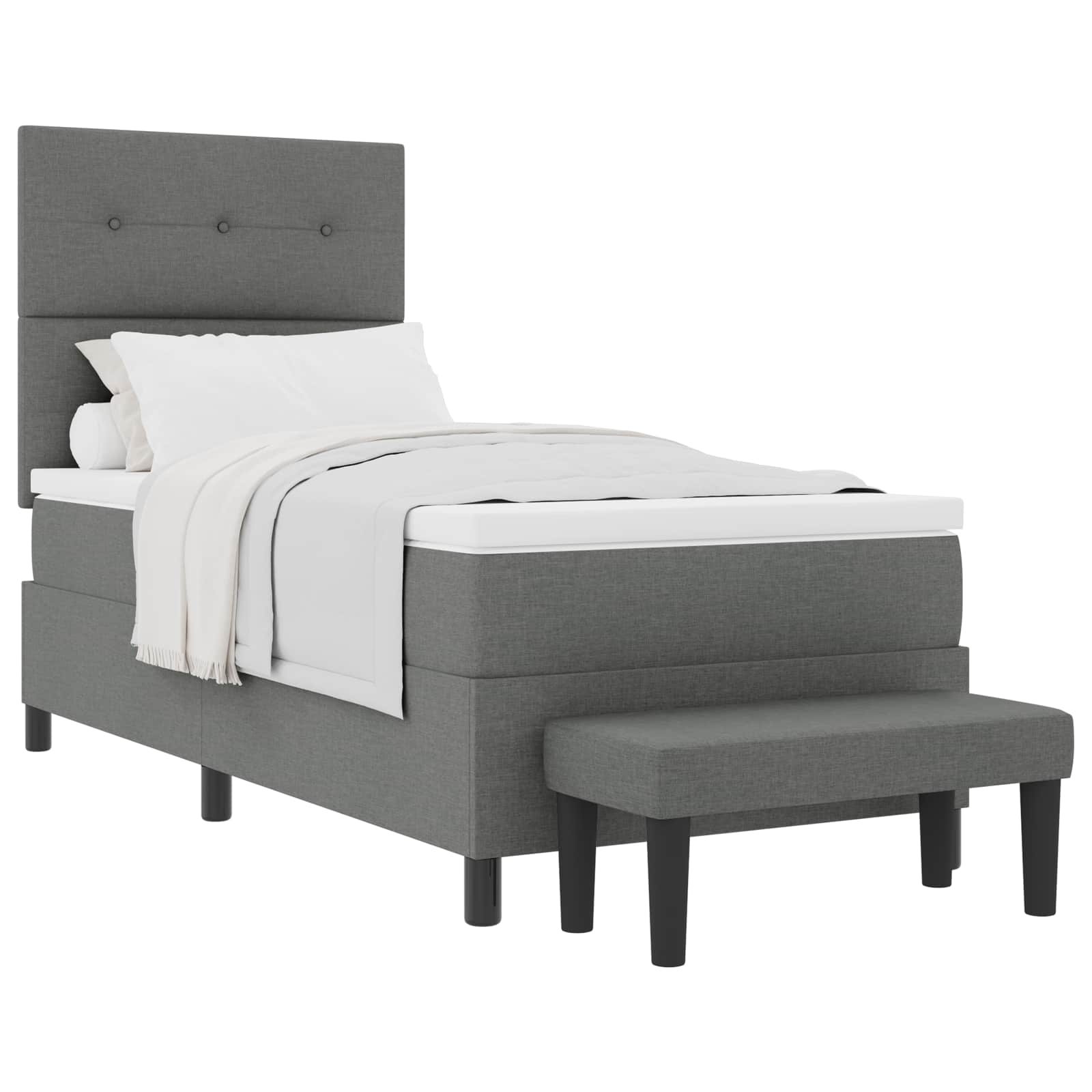 Boxspringbett mit Kopfteil Dunkelgrau 100 x 200 cm Stoff