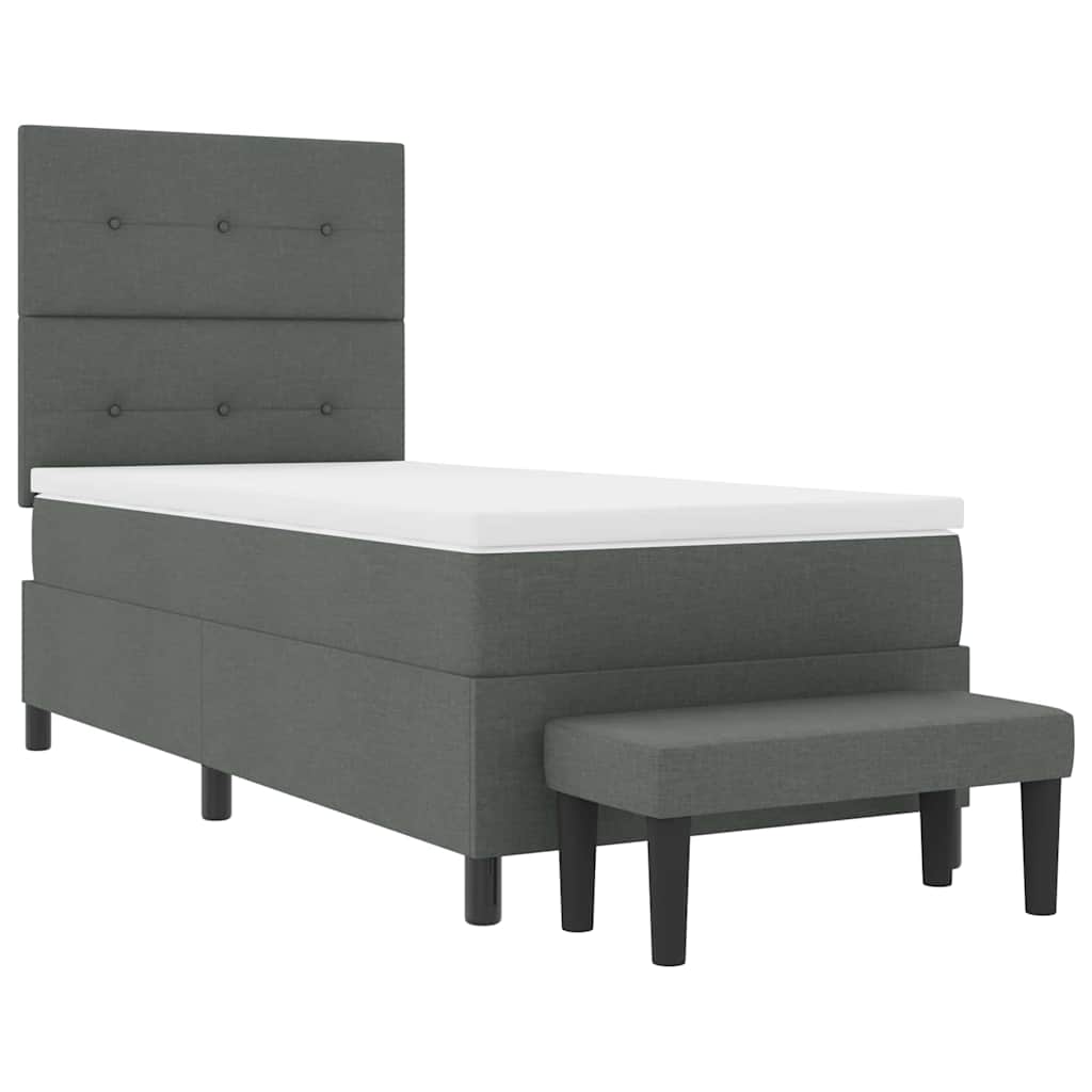 Boxspringbett mit Kopfteil Dunkelgrau 100 x 200 cm Stoff
