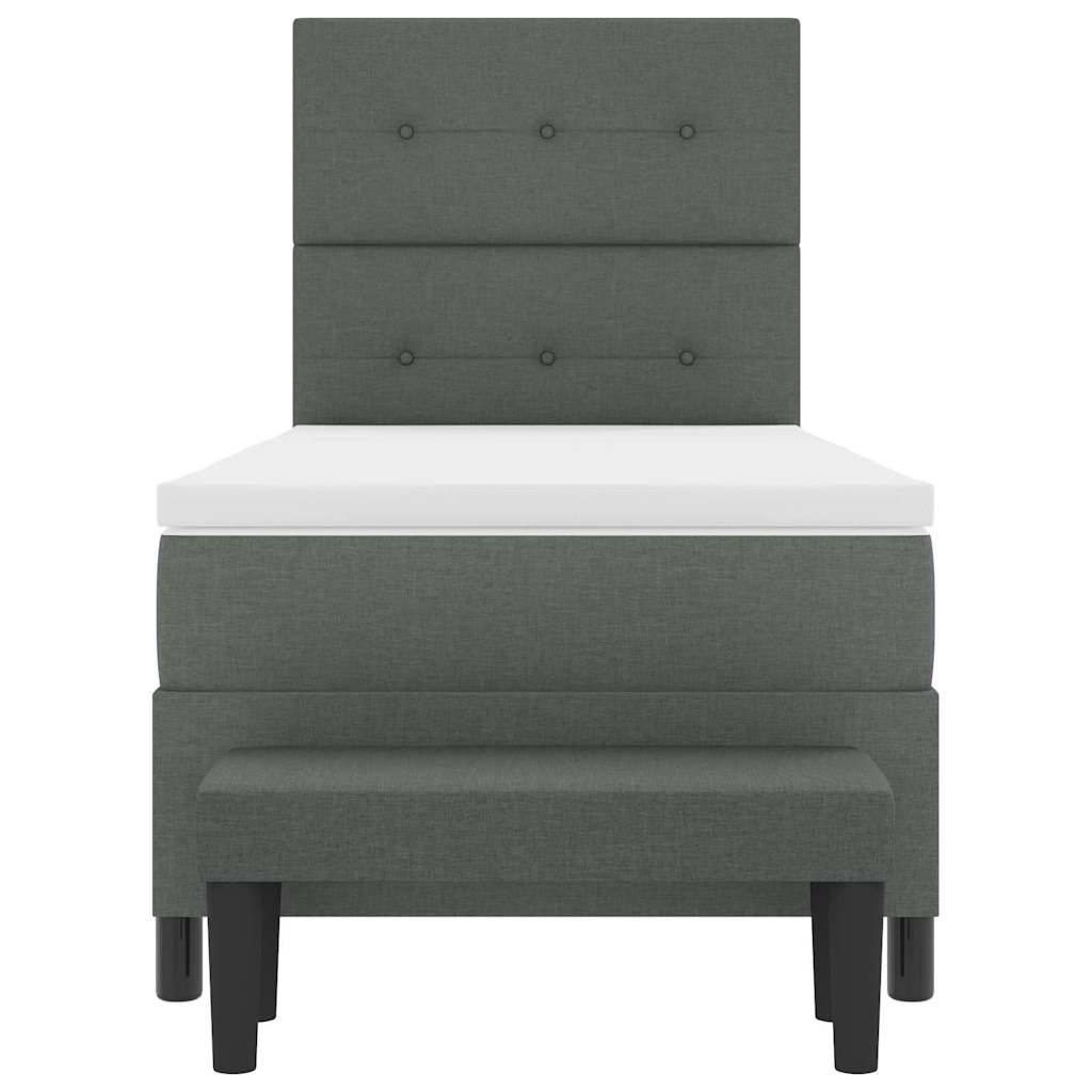 Boxspringbett mit Kopfteil Dunkelgrau 100 x 200 cm Stoff