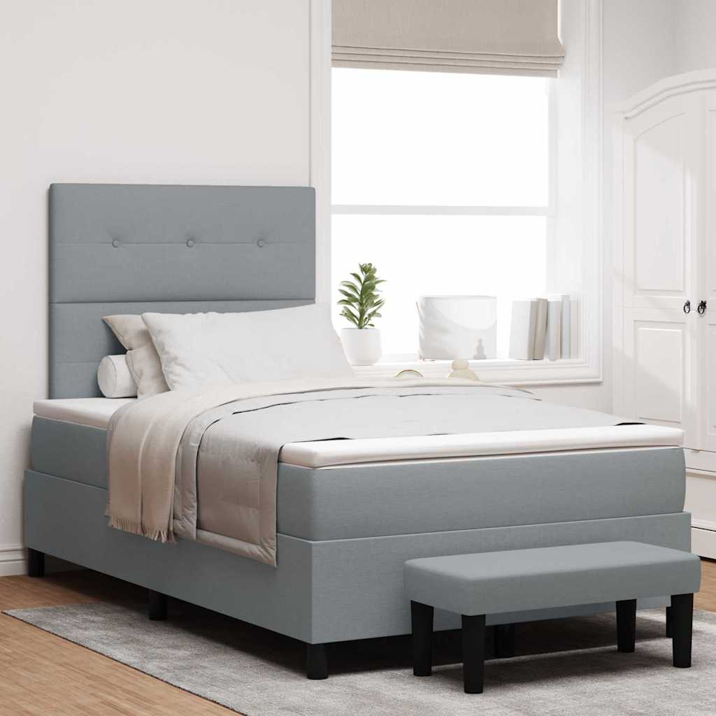 Boxspringbett mit Kopfteil Hellgrau 120 x 190 cm Stoff