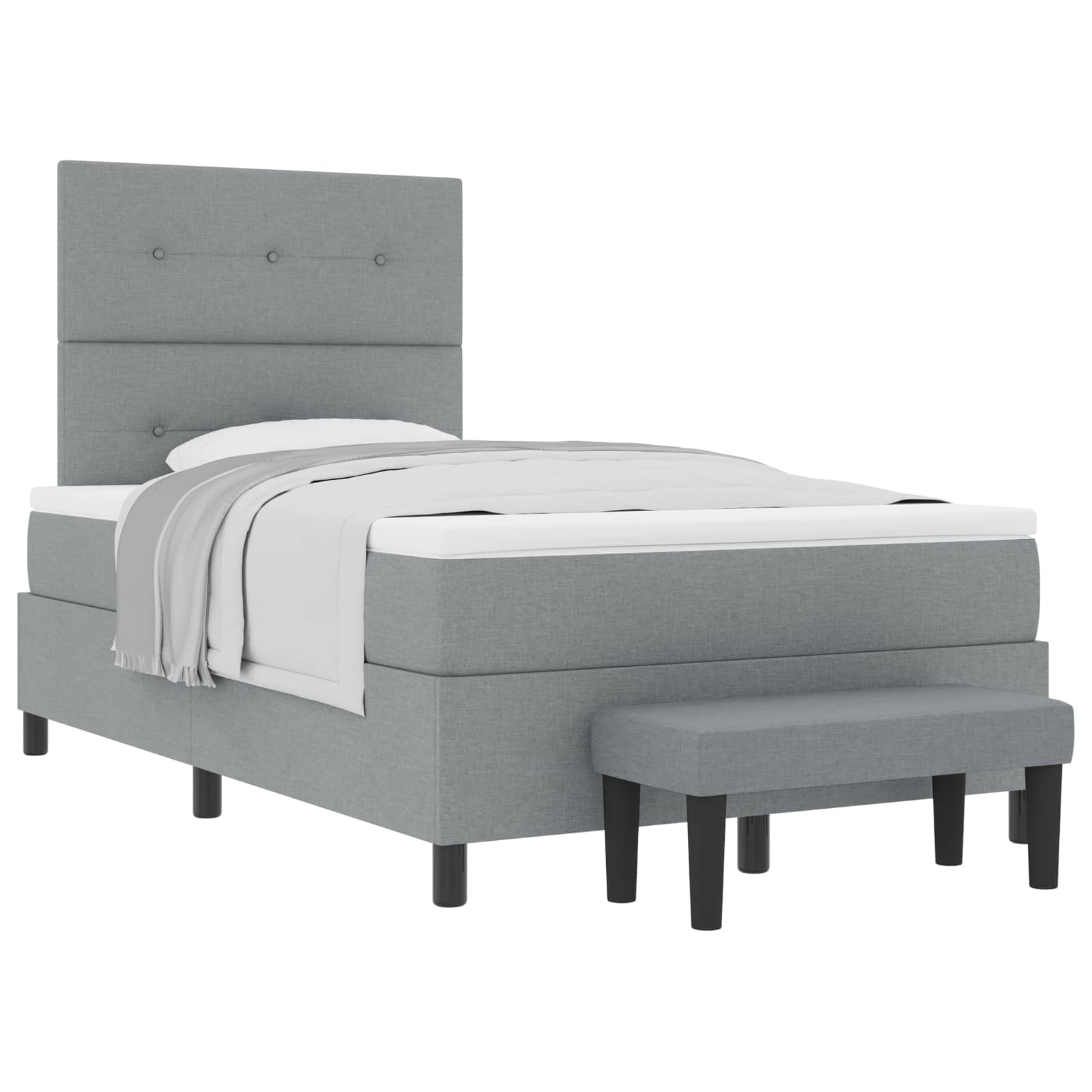 Boxspringbett mit Kopfteil Hellgrau 120 x 190 cm Stoff