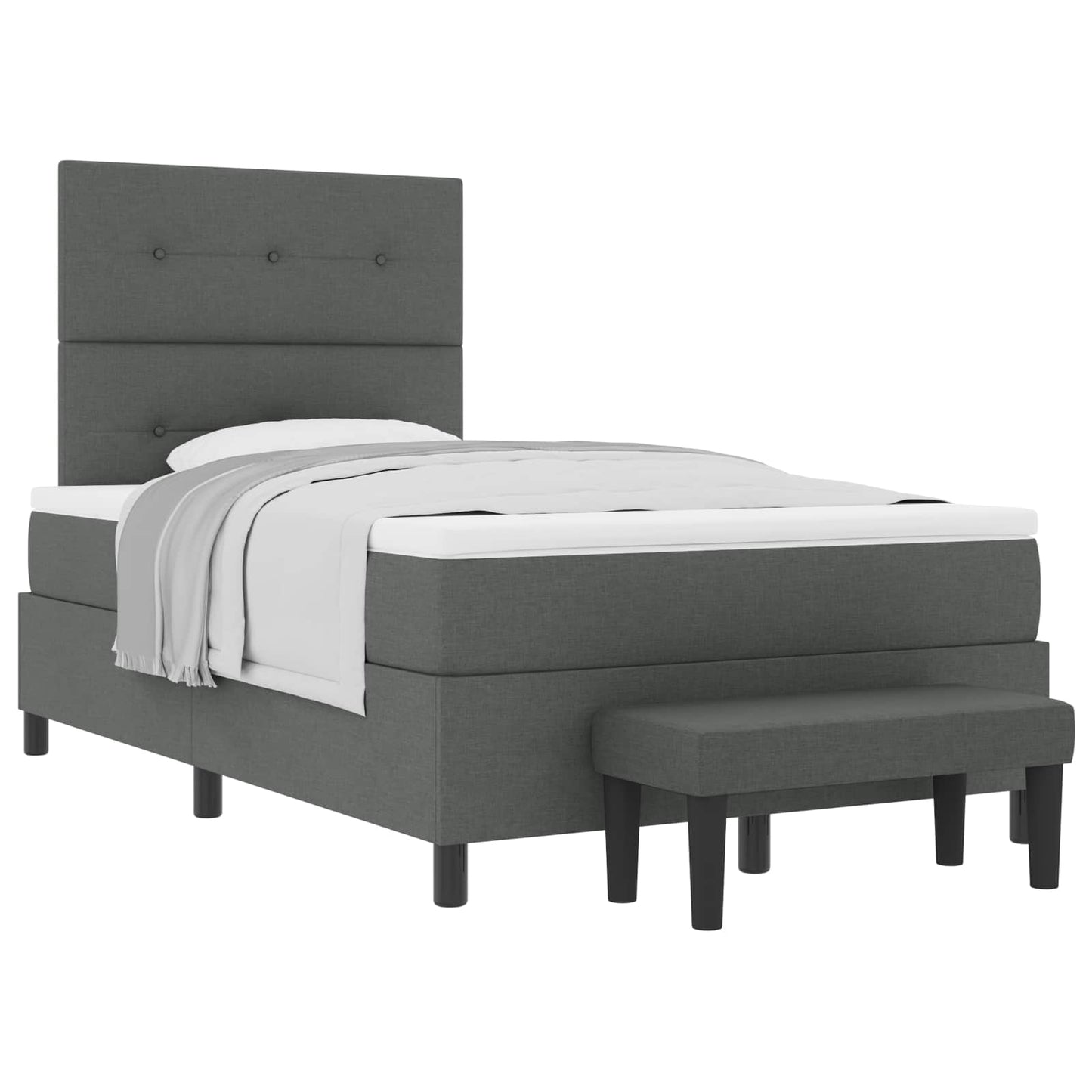 Boxspringbett mit Kopfteil Dunkelgrau 120 x 190 cm Stoff
