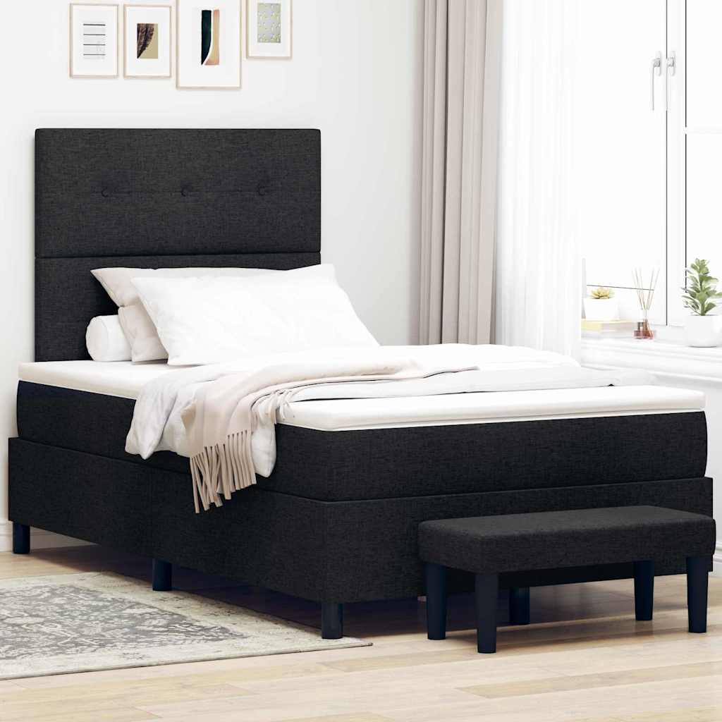 Boxspringbett mit Kissen Schwarz 120 x 190 cm Stoff