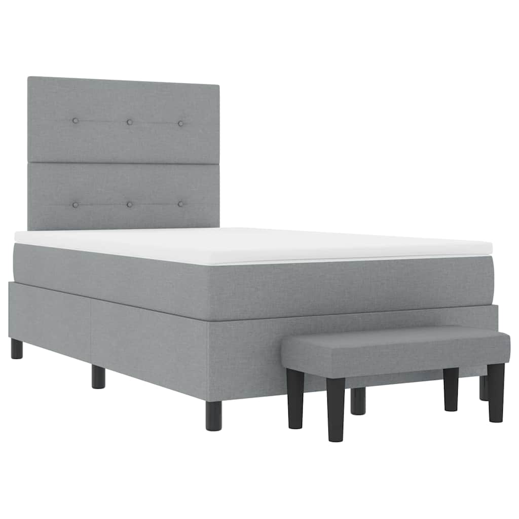 Boxspringbett mit Kopfteil Hellgrau 120 x 200 cm Stoff
