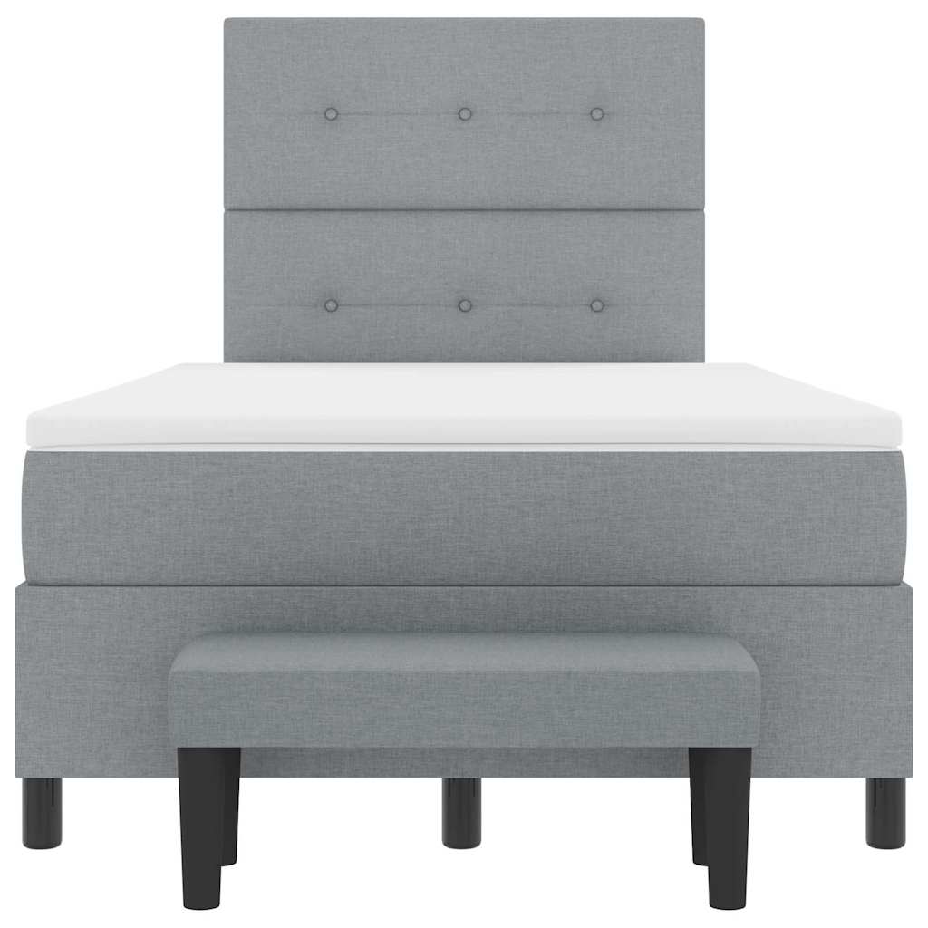 Boxspringbett mit Kopfteil Hellgrau 120 x 200 cm Stoff