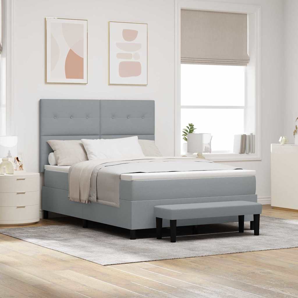 Boxspringbett mit Matratze Hellgrau 140 x 190 cm Stoff