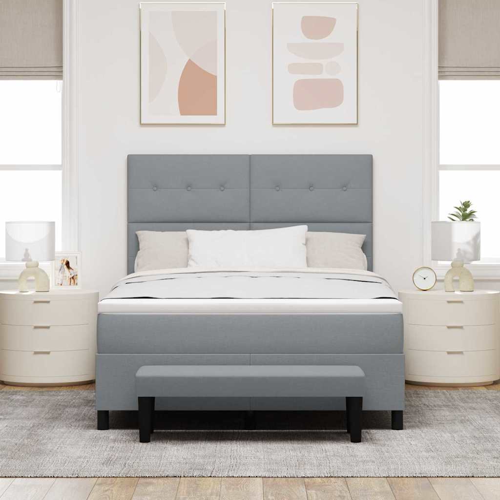 Boxspringbett mit Matratze Hellgrau 140 x 190 cm Stoff