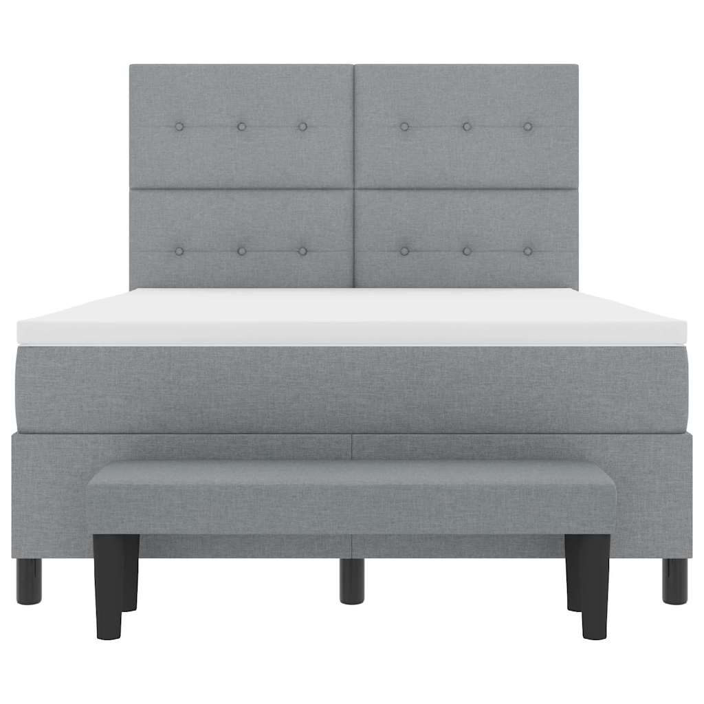 Boxspringbett mit Matratze Hellgrau 140 x 190 cm Stoff