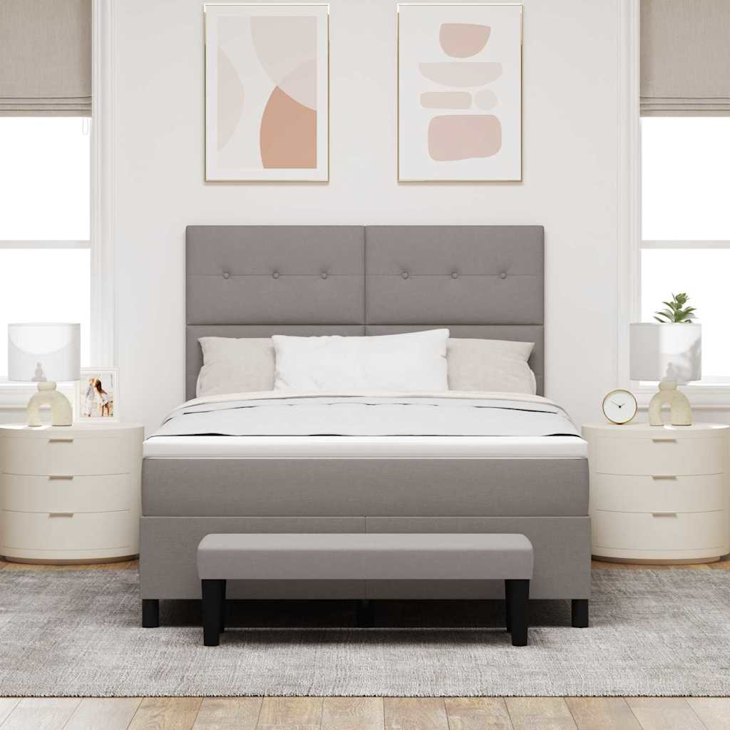 Boxspringbett mit Kopfteil Taupe 140 x 190 cm Stoff