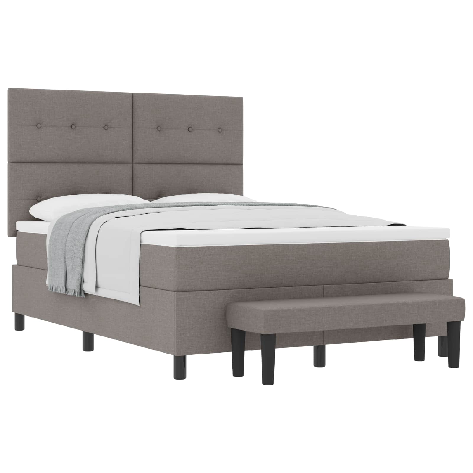 Boxspringbett mit Kopfteil Taupe 140 x 190 cm Stoff