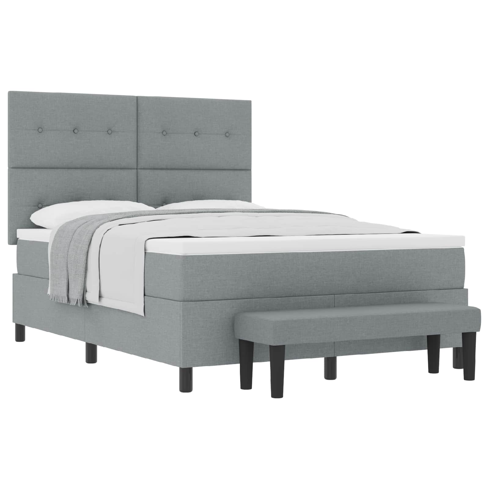 Boxspringbett mit Kopfteil Hellgrau 140 x 200 cm Stoff