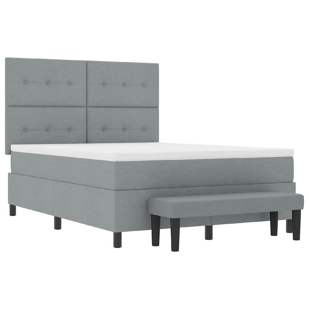 Boxspringbett mit Kopfteil Hellgrau 140 x 200 cm Stoff