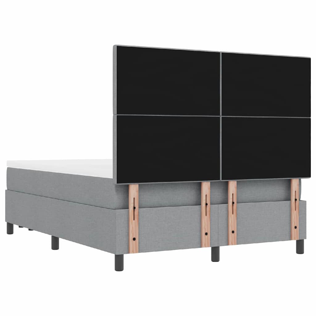 Boxspringbett mit Kopfteil Hellgrau 140 x 200 cm Stoff