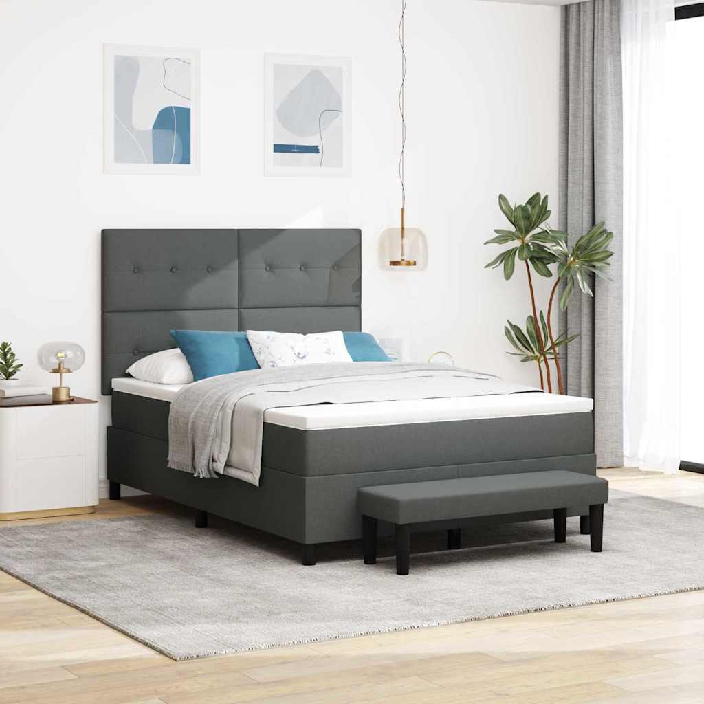 Boxspringbett mit Kissen Dunkelgrau 140 x 200 cm Stoff