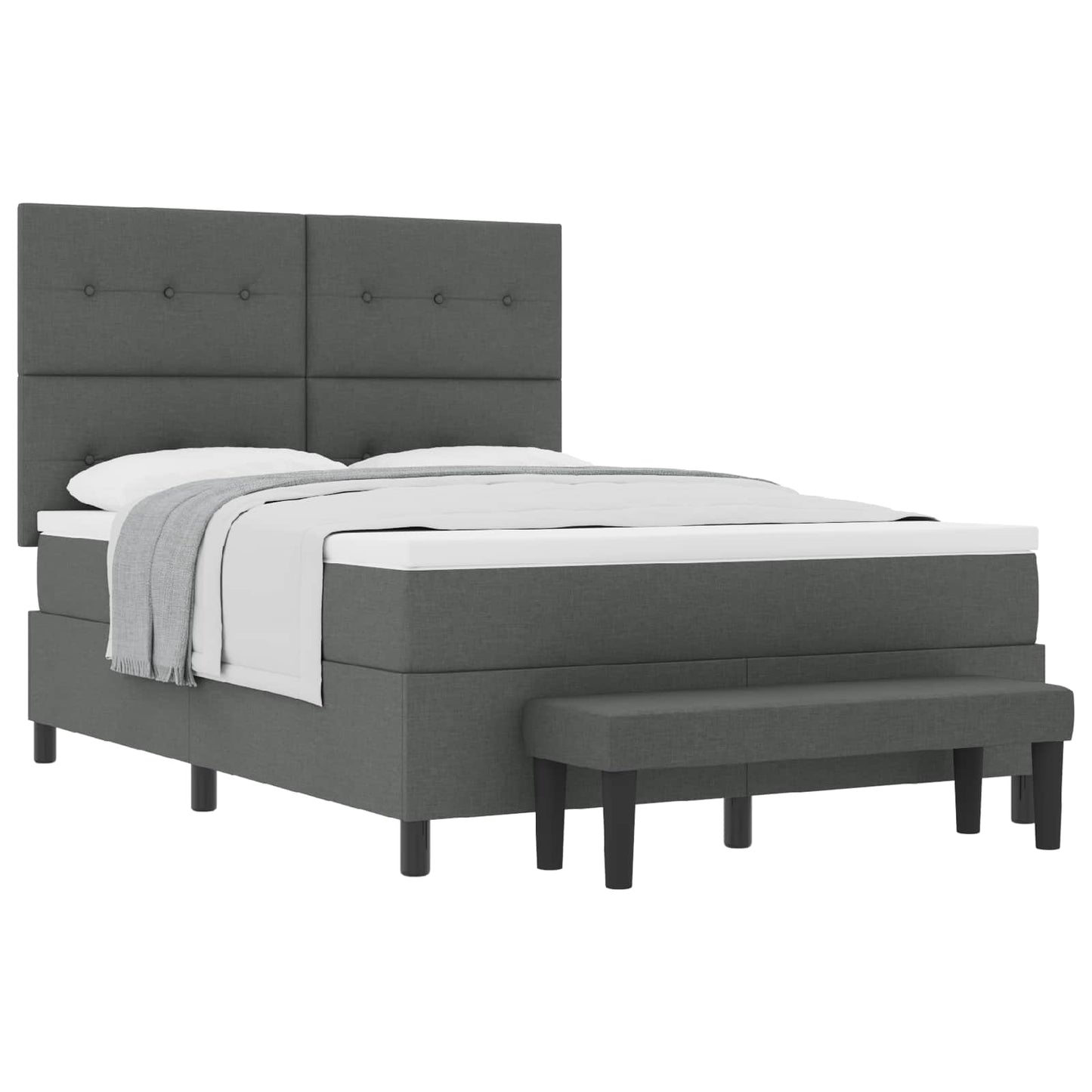 Boxspringbett mit Kissen Dunkelgrau 140 x 200 cm Stoff