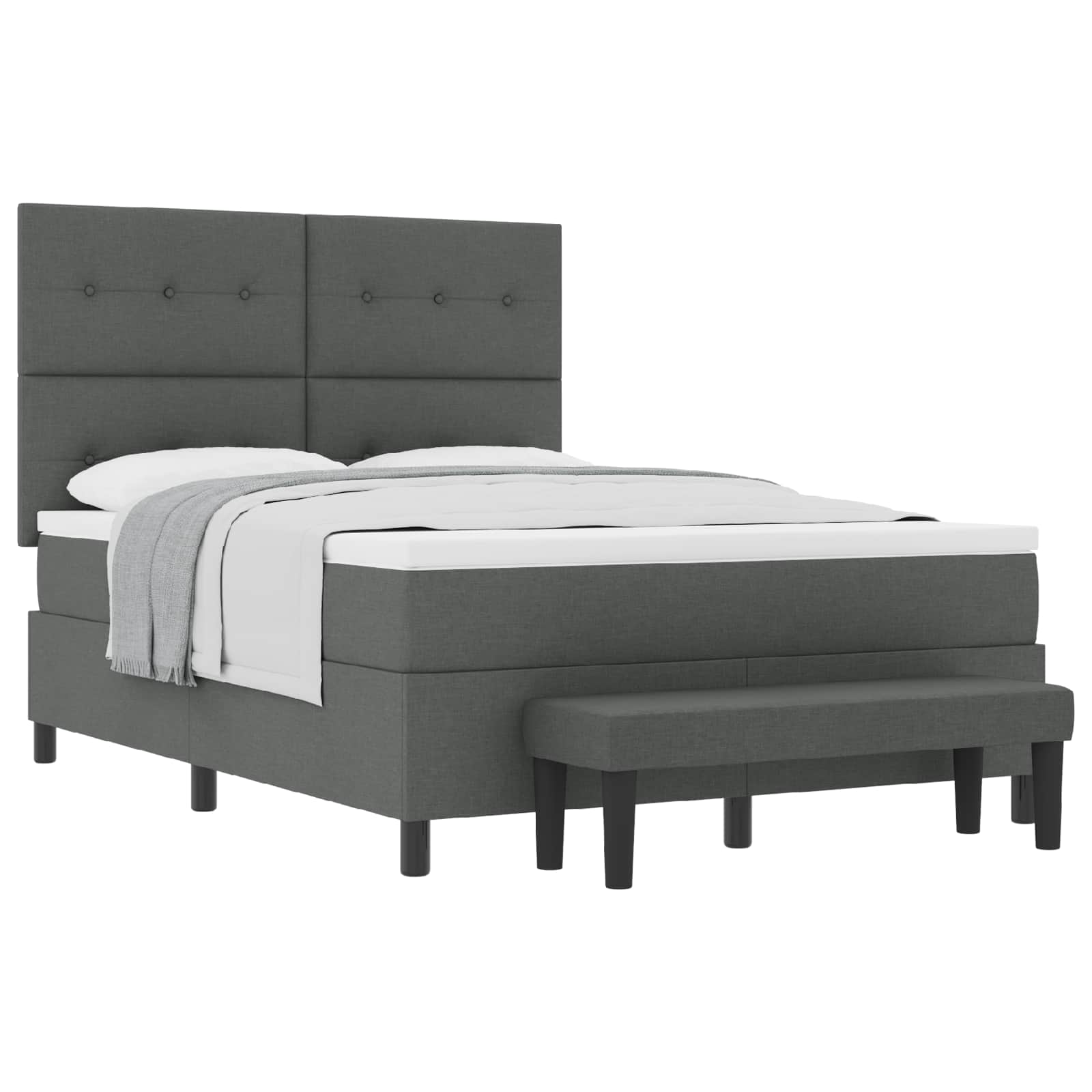 Boxspringbett mit Kissen Dunkelgrau 140 x 200 cm Stoff