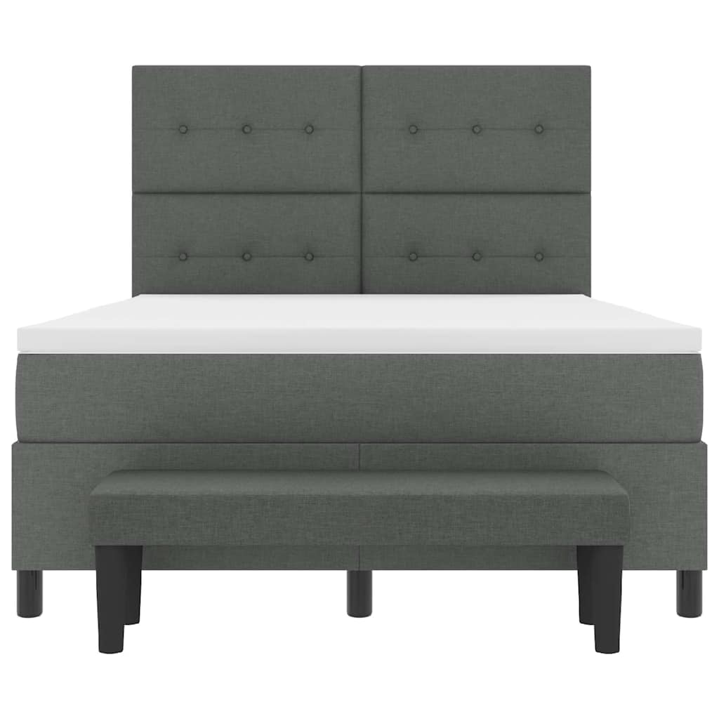 Boxspringbett mit Kissen Dunkelgrau 140 x 200 cm Stoff