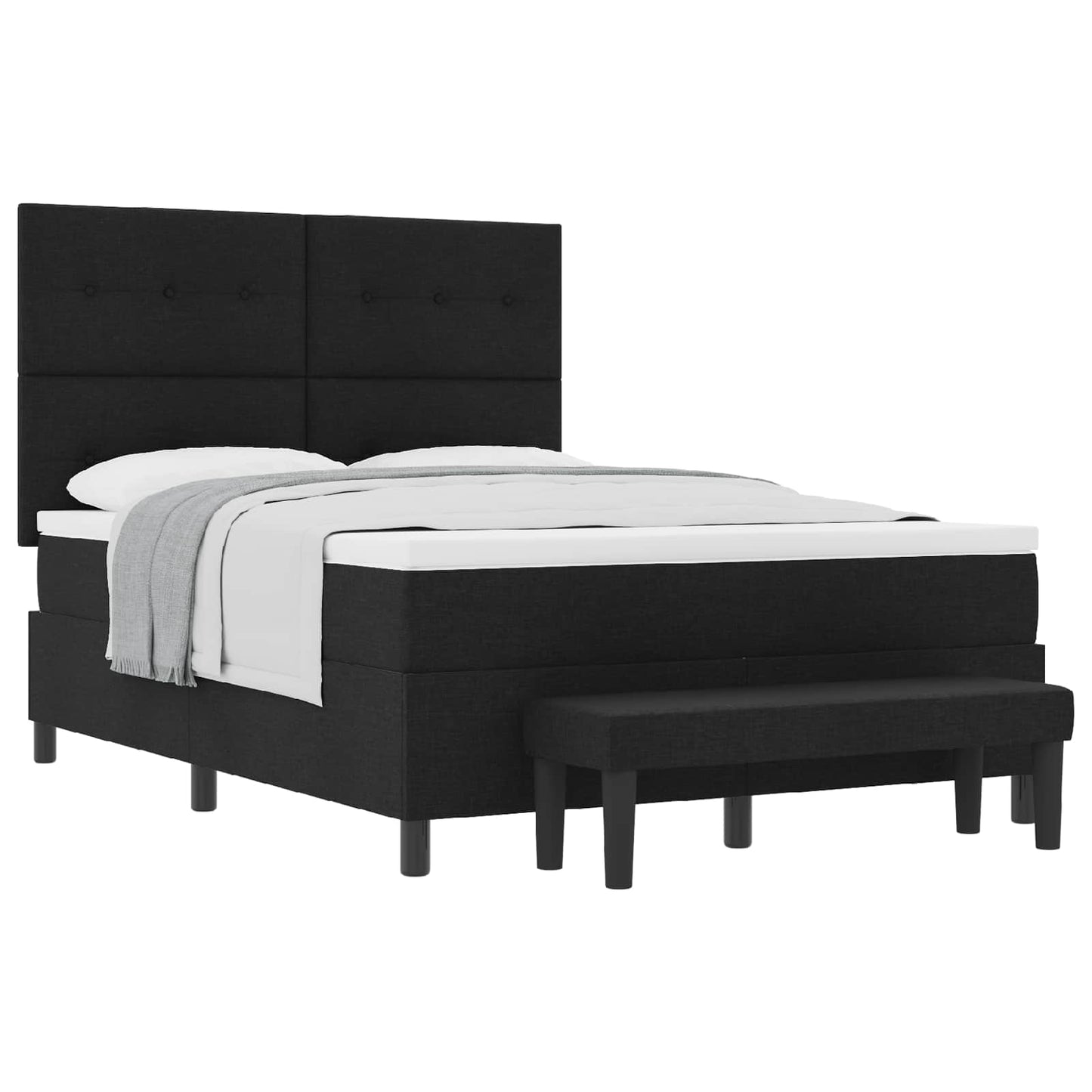 Boxspringbett mit Kopfteil Schwarz 140 x 200 cm Stoff