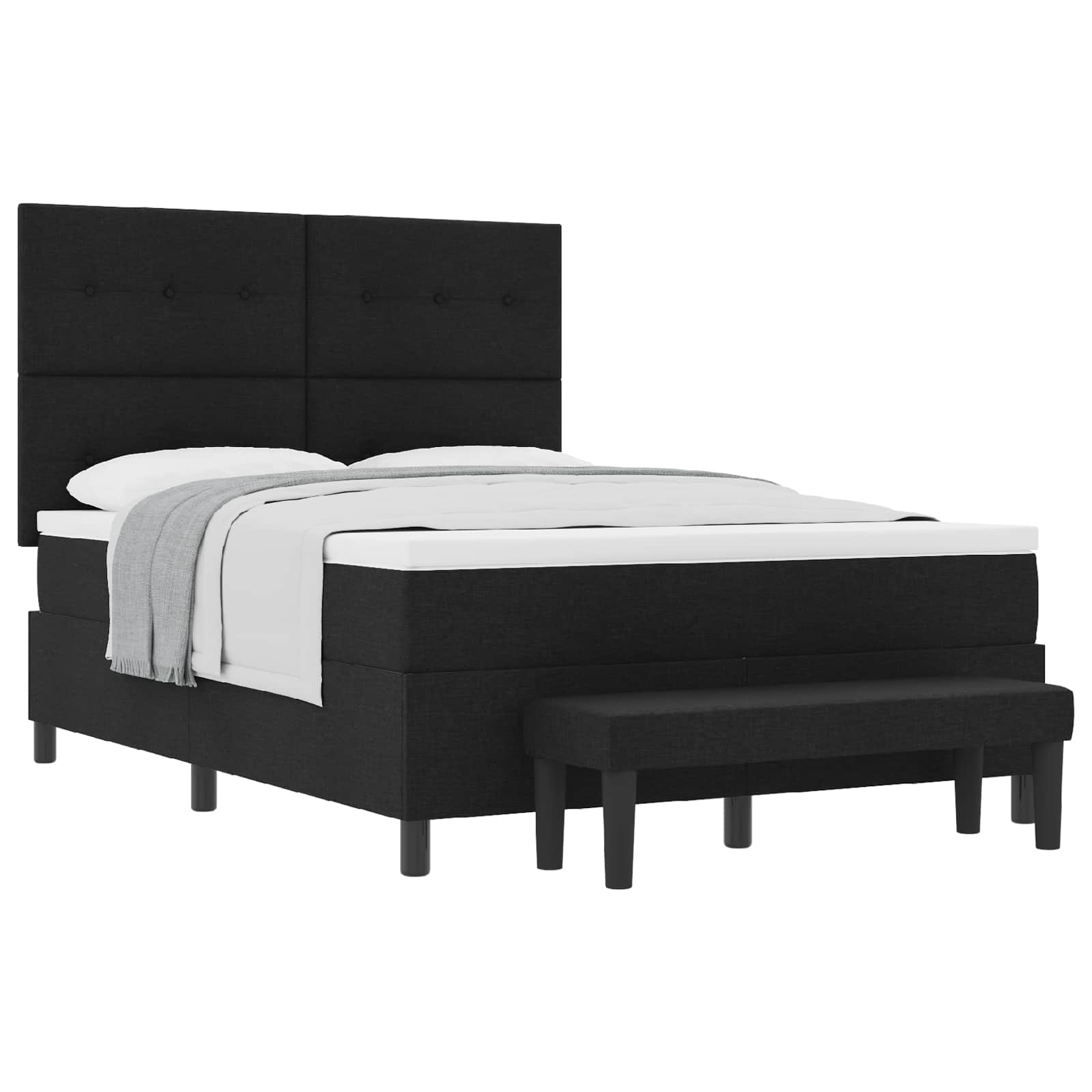 Boxspringbett mit Kopfteil Schwarz 140 x 200 cm Stoff