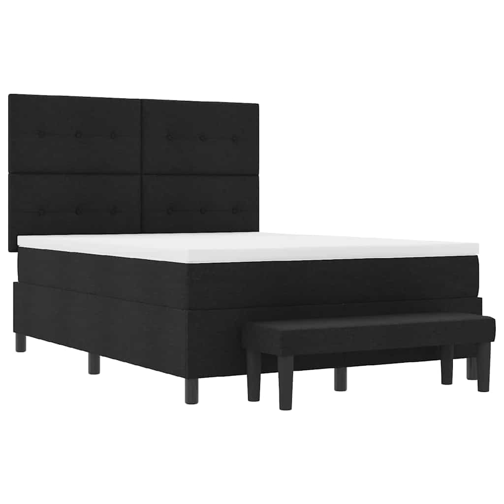 Boxspringbett mit Kopfteil Schwarz 140 x 200 cm Stoff