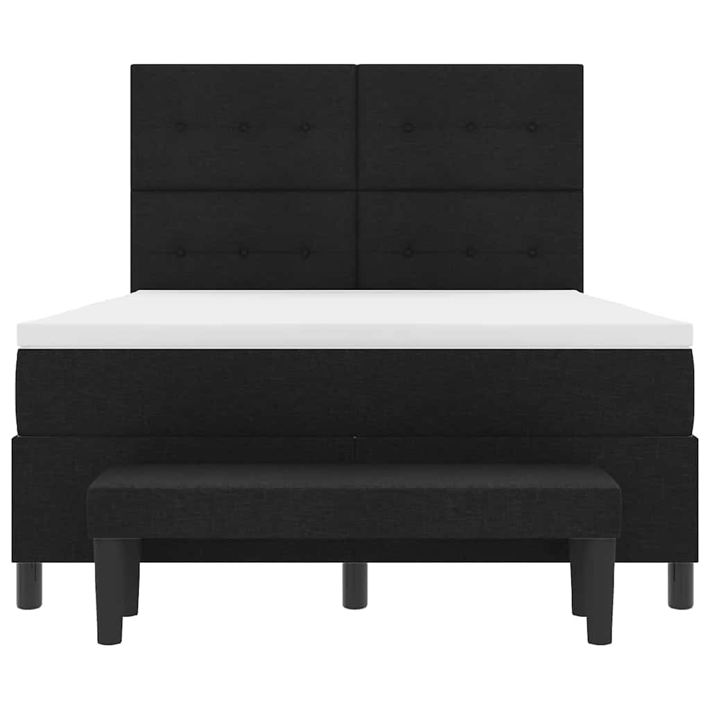 Boxspringbett mit Kopfteil Schwarz 140 x 200 cm Stoff
