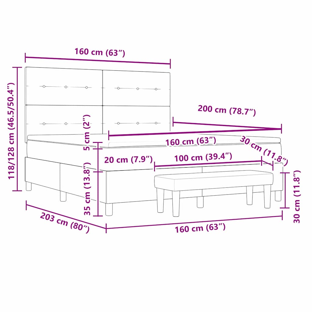 Boxspringbett mit Kissen Dunkelgrau 160 x 200 cm Stoff