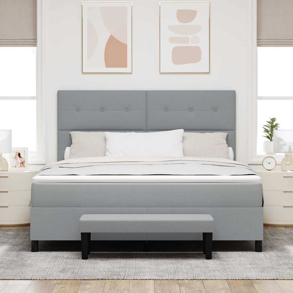Boxspringbett mit Kopfteil Hellgrau 180 x 200 cm Stoff