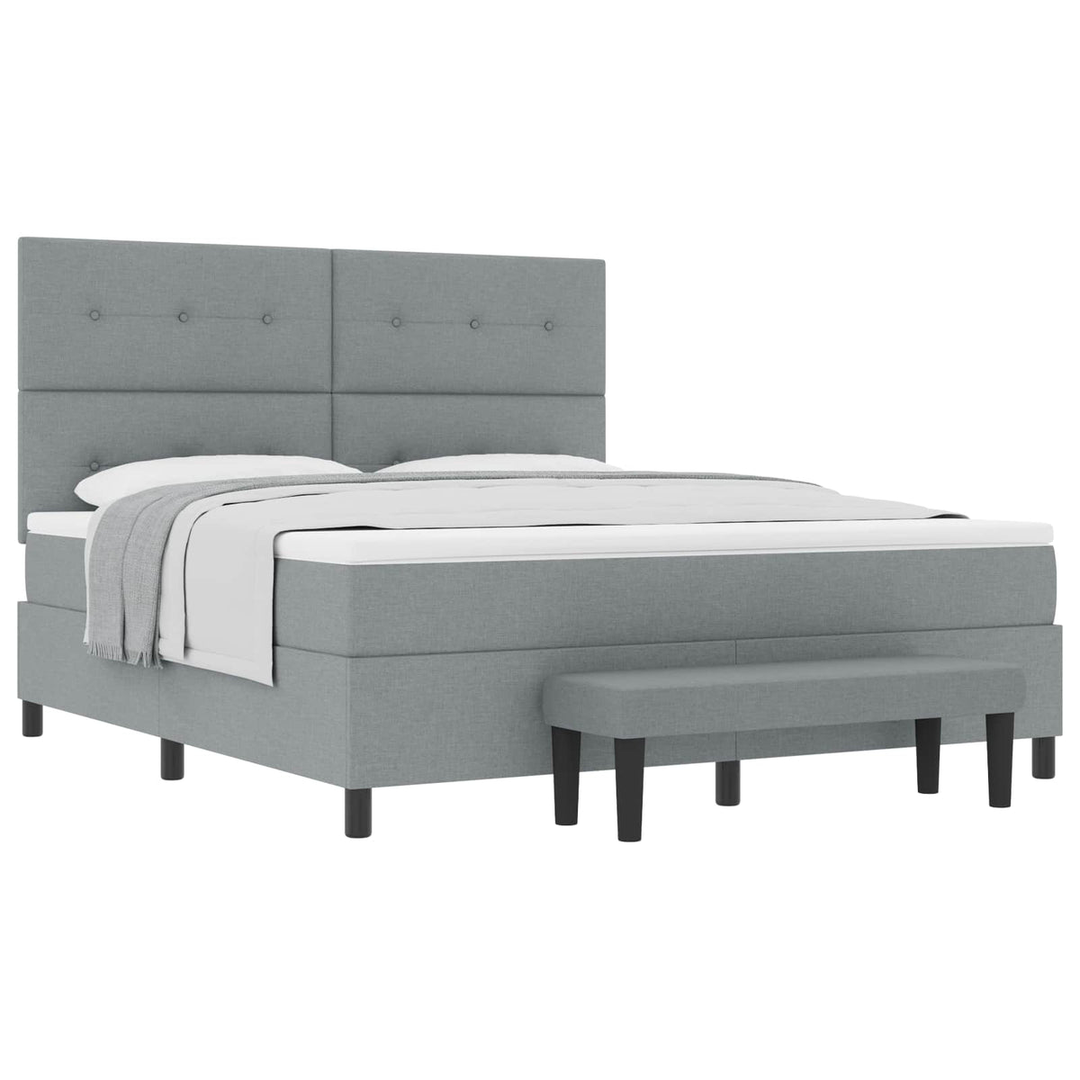 Boxspringbett mit Kopfteil Hellgrau 180 x 200 cm Stoff