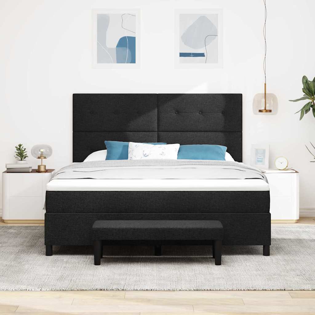Boxspringbett mit Kopfteil Schwarz 180 x 200 cm Stoff