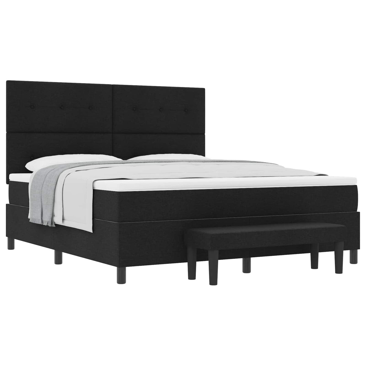 Boxspringbett mit Kopfteil Schwarz 180 x 200 cm Stoff