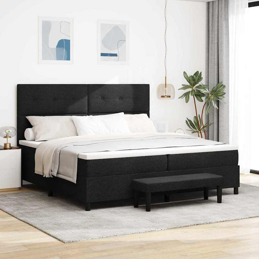 Boxspringbett mit Matratze Schwarz 200 x 200 cm Stoff