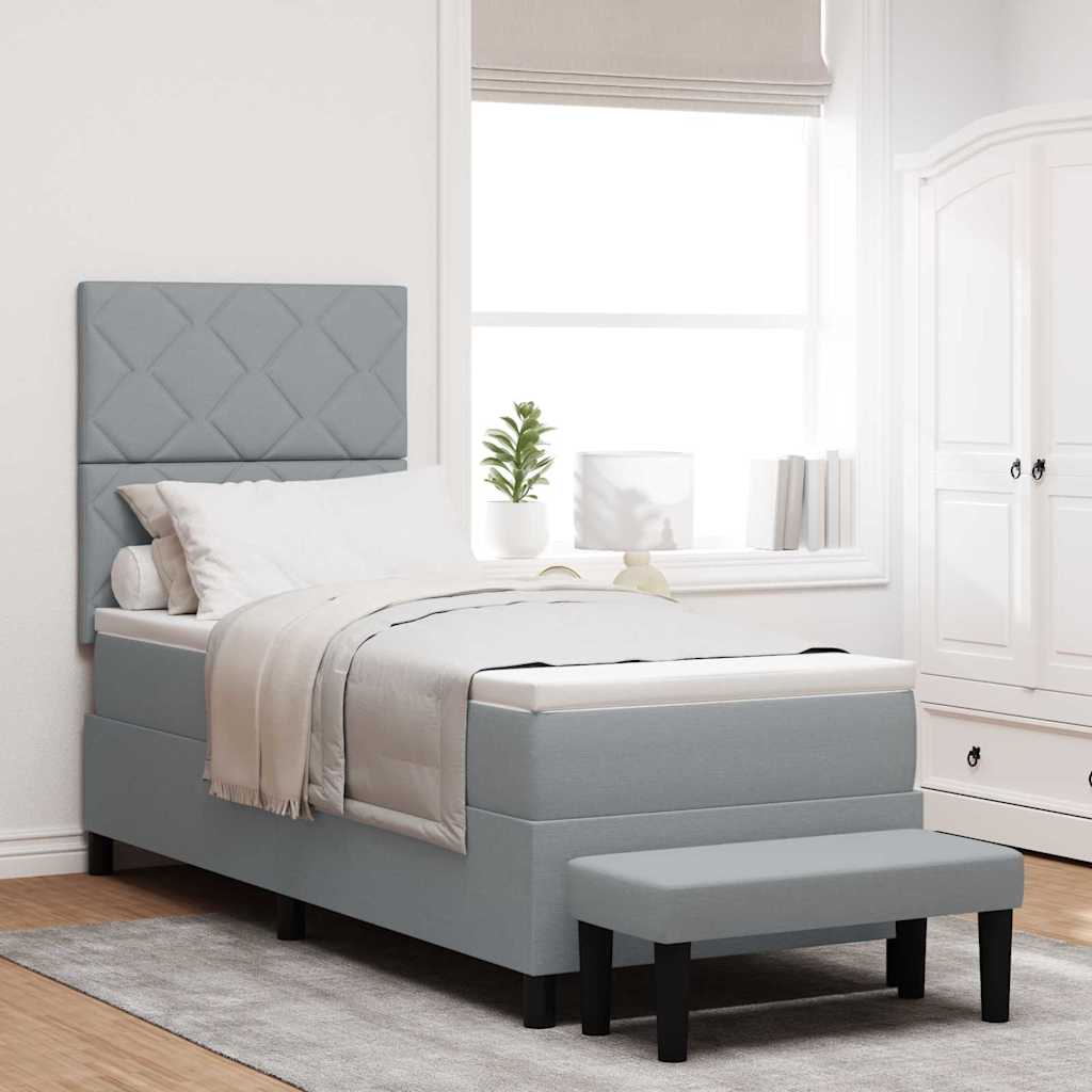 Boxspringbett mit Kopfteil Hellgrau 80 x 200 cm Stoff