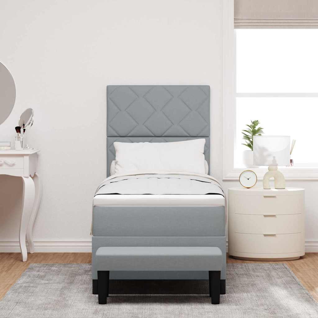 Boxspringbett mit Kopfteil Hellgrau 80 x 200 cm Stoff