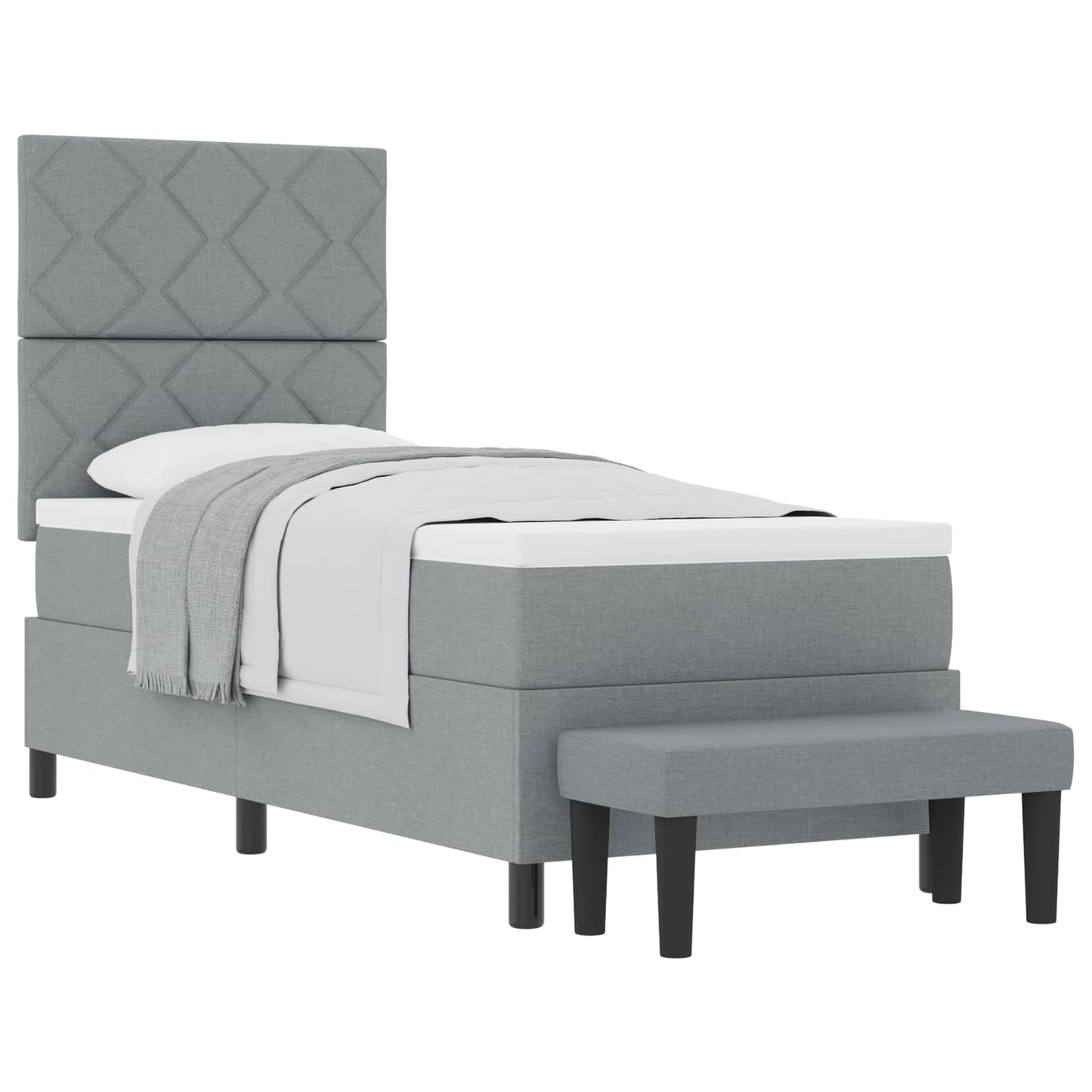 Boxspringbett mit Kopfteil Hellgrau 80 x 200 cm Stoff