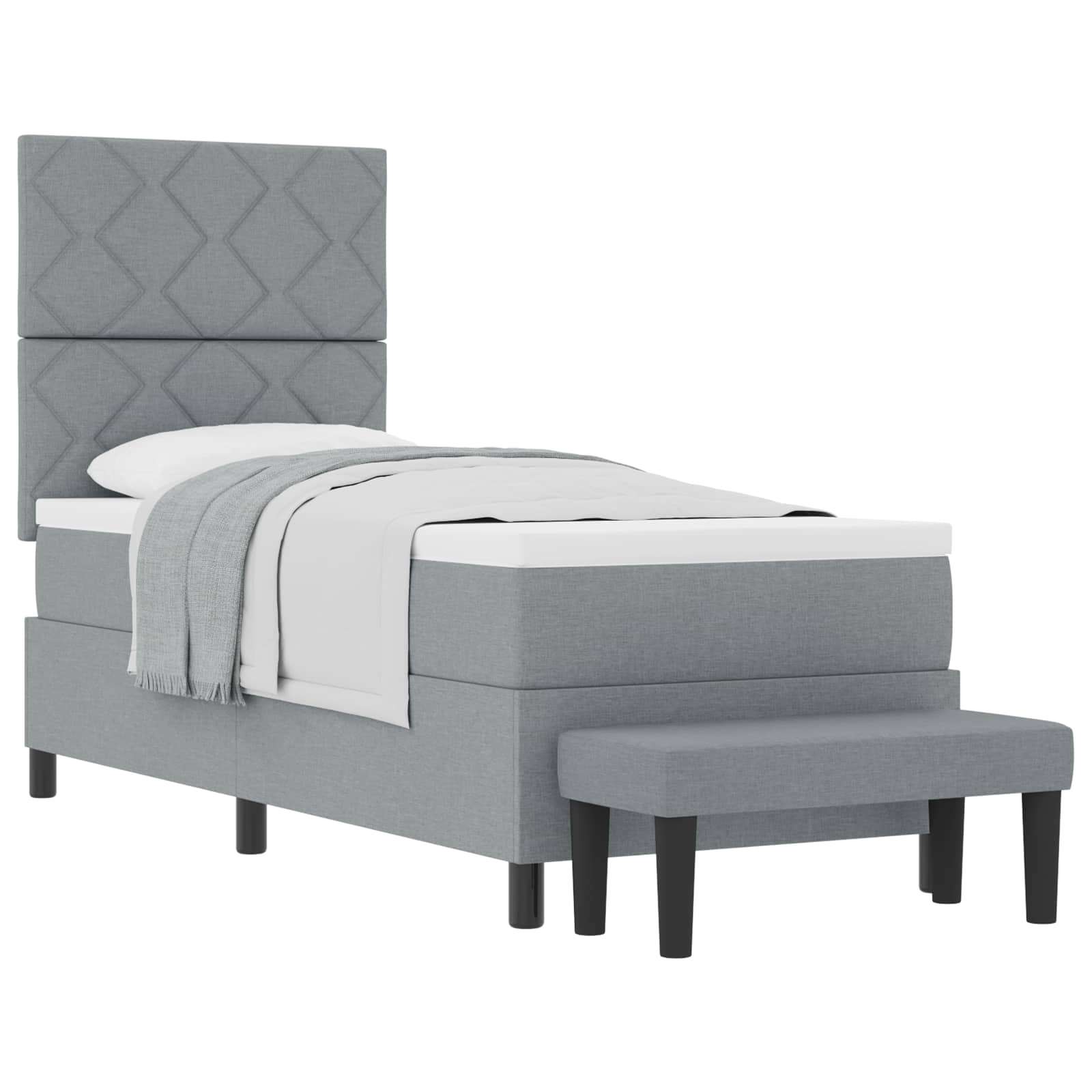 Boxspringbett mit Kopfteil Hellgrau 80 x 200 cm Stoff