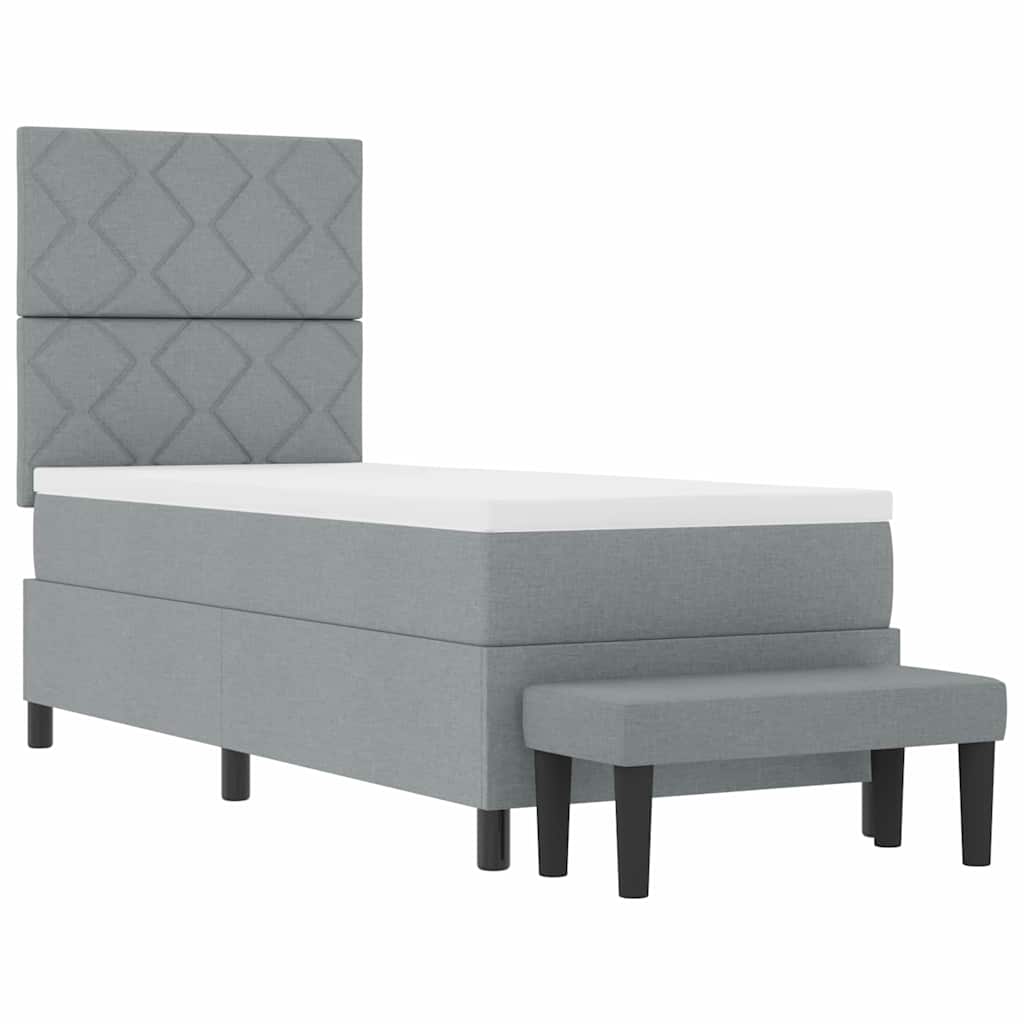 Boxspringbett mit Kopfteil Hellgrau 80 x 200 cm Stoff