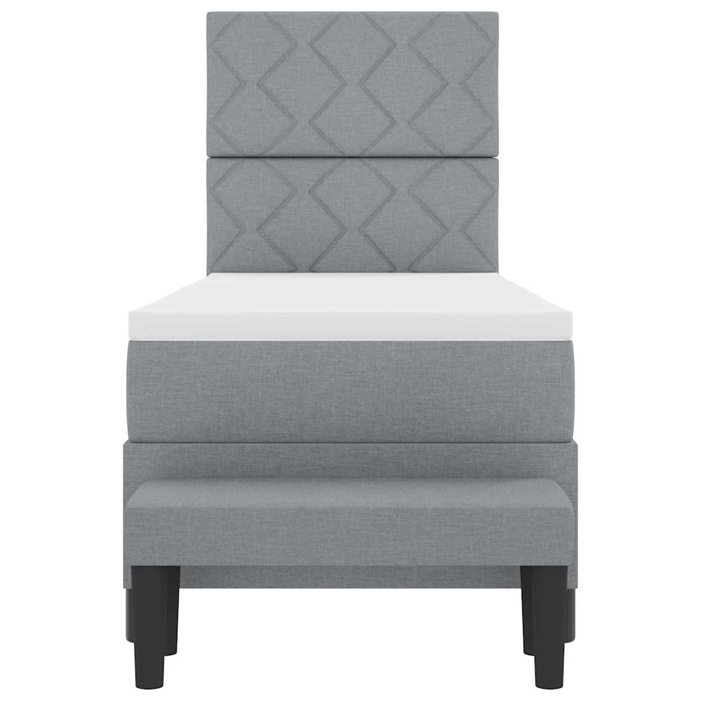 Boxspringbett mit Kopfteil Hellgrau 80 x 200 cm Stoff