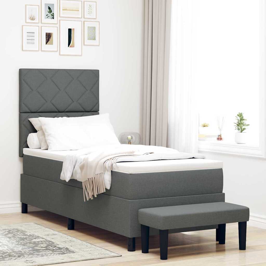 Boxspringbett mit Kopfteil Dunkelgrau 80 x 200 cm Stoff