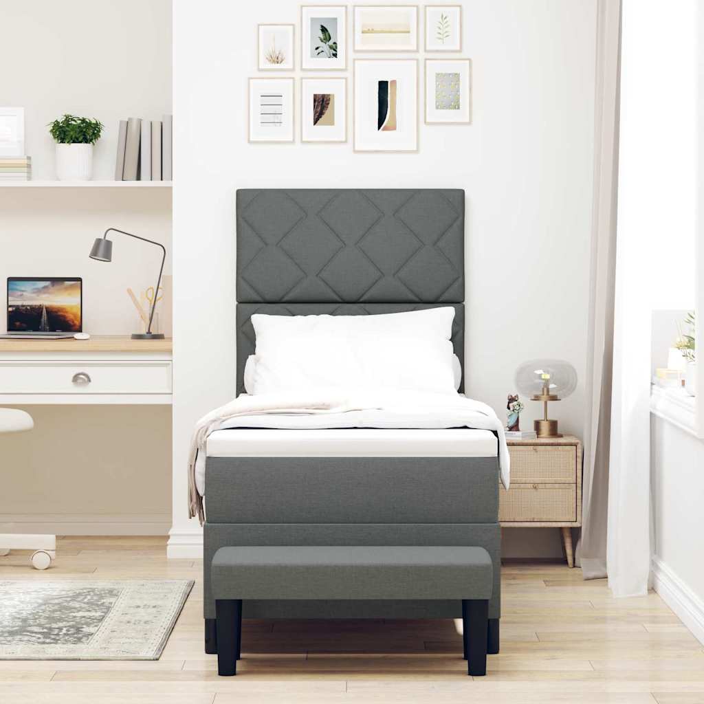 Boxspringbett mit Kopfteil Dunkelgrau 80 x 200 cm Stoff