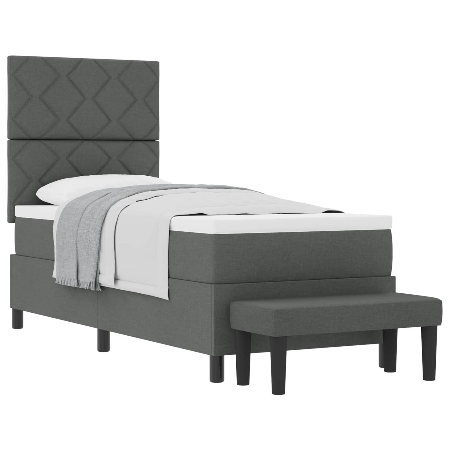 Boxspringbett mit Kopfteil Dunkelgrau 80 x 200 cm Stoff
