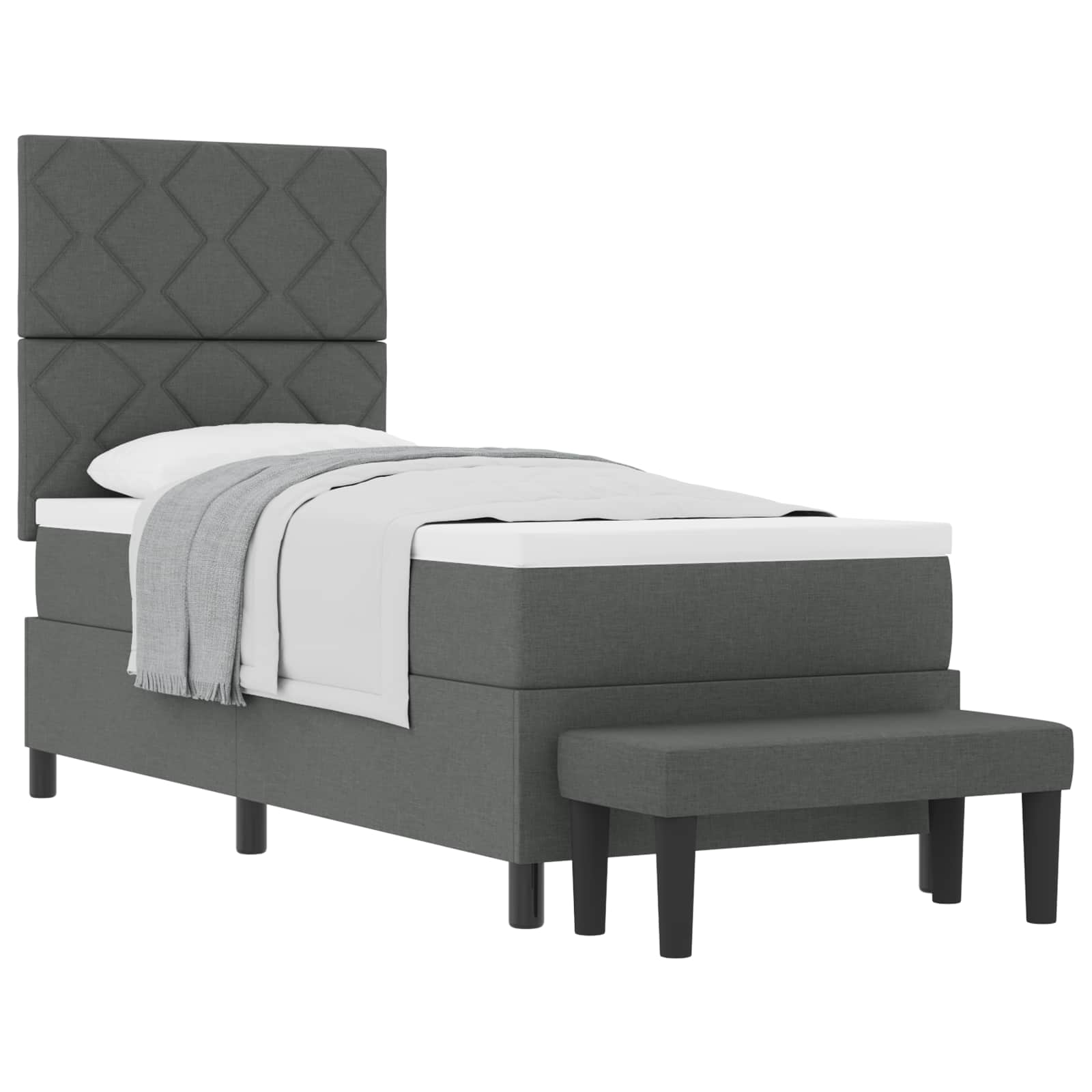 Boxspringbett mit Kopfteil Dunkelgrau 80 x 200 cm Stoff